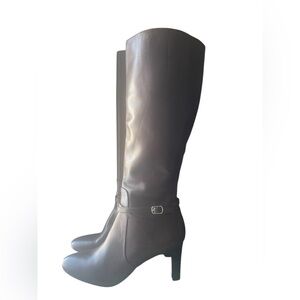 Ralph Lauren Elberta Leather Brown Riding Boot Brass buckles sz 7 zipper